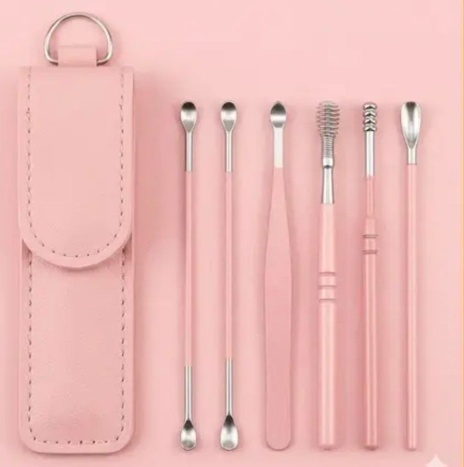 Ear Cleaner 6-Piece Stainless Steel Ear Pick Cleaning Kit with Travel Case